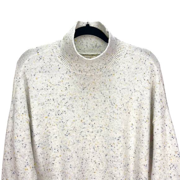 LOFT Women's MOCK NECK SWEATER Speckled Cream Size LARGE - Picture 3 of 6